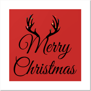 Merry Christmas Matching antlers Posters and Art